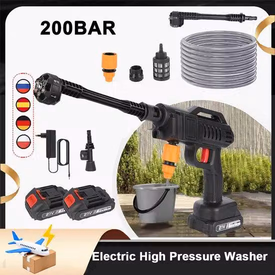 Idropulitrice ad alta pressione 200 bar, 21 V, a batteria, senza fili