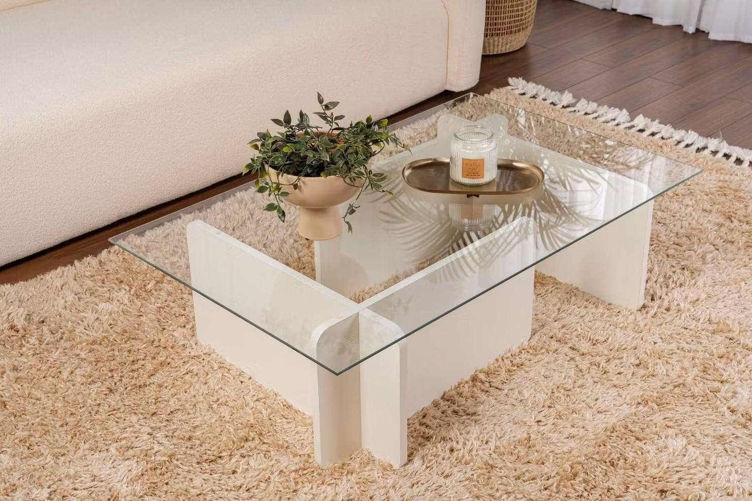 Skye Decor, Flavio - Wooden White, tavolino, bianco legno, pannello truciolare rivestito al 100% in melamina, 105 x 65 x 30 cm
