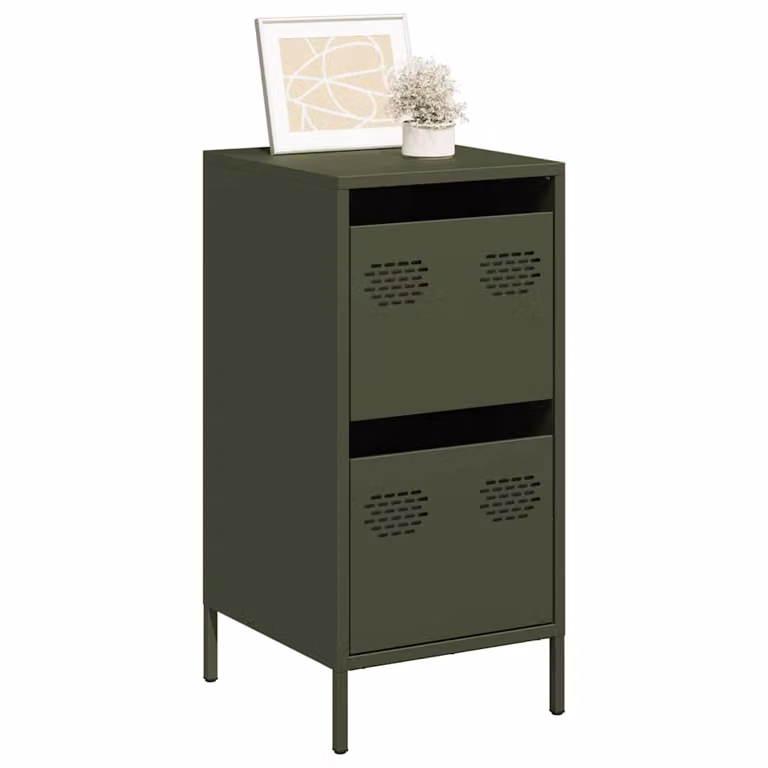 Credenza vidaXL in metallo verde opaco da appendere al muro L: 35 cm, P: 39 cm, H: 73,5 cm