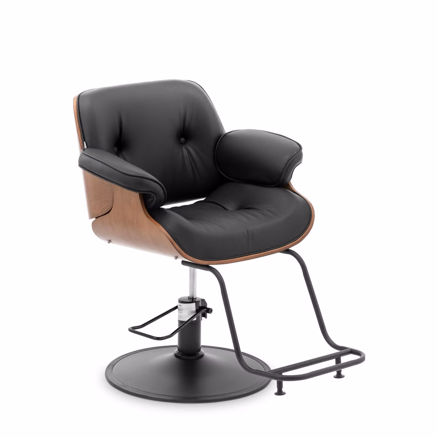 Expondo physa Poltrona da parrucchiere con poggiapiedi - 470 - 570 mm - 200 kg - Nero