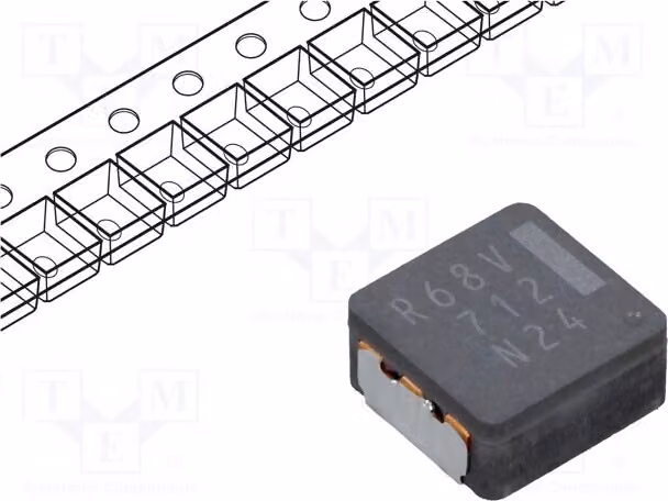 1x Induttore: filo ±20%, montaggio superficiale (SMD), 16,6A, 680nH, 2,92 mΩ, 8,5x8x4 mm, ETQP4MR68KVK, prestazioni per montaggio superficiale