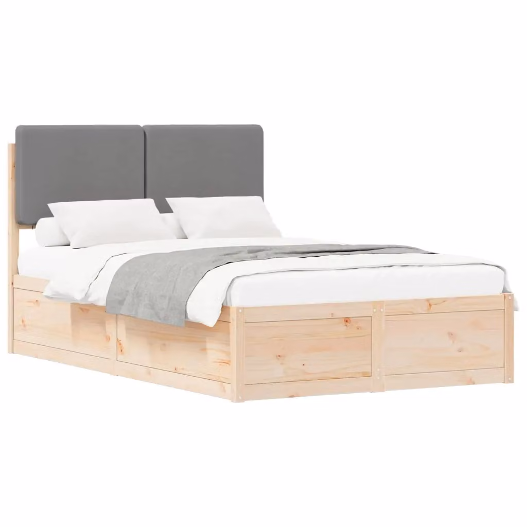 Letto con Testiera Rivestita vidaXL in Legno di Pino e Tessuto Grigio L/P/H: 200 x 120 x 93 cm – 2