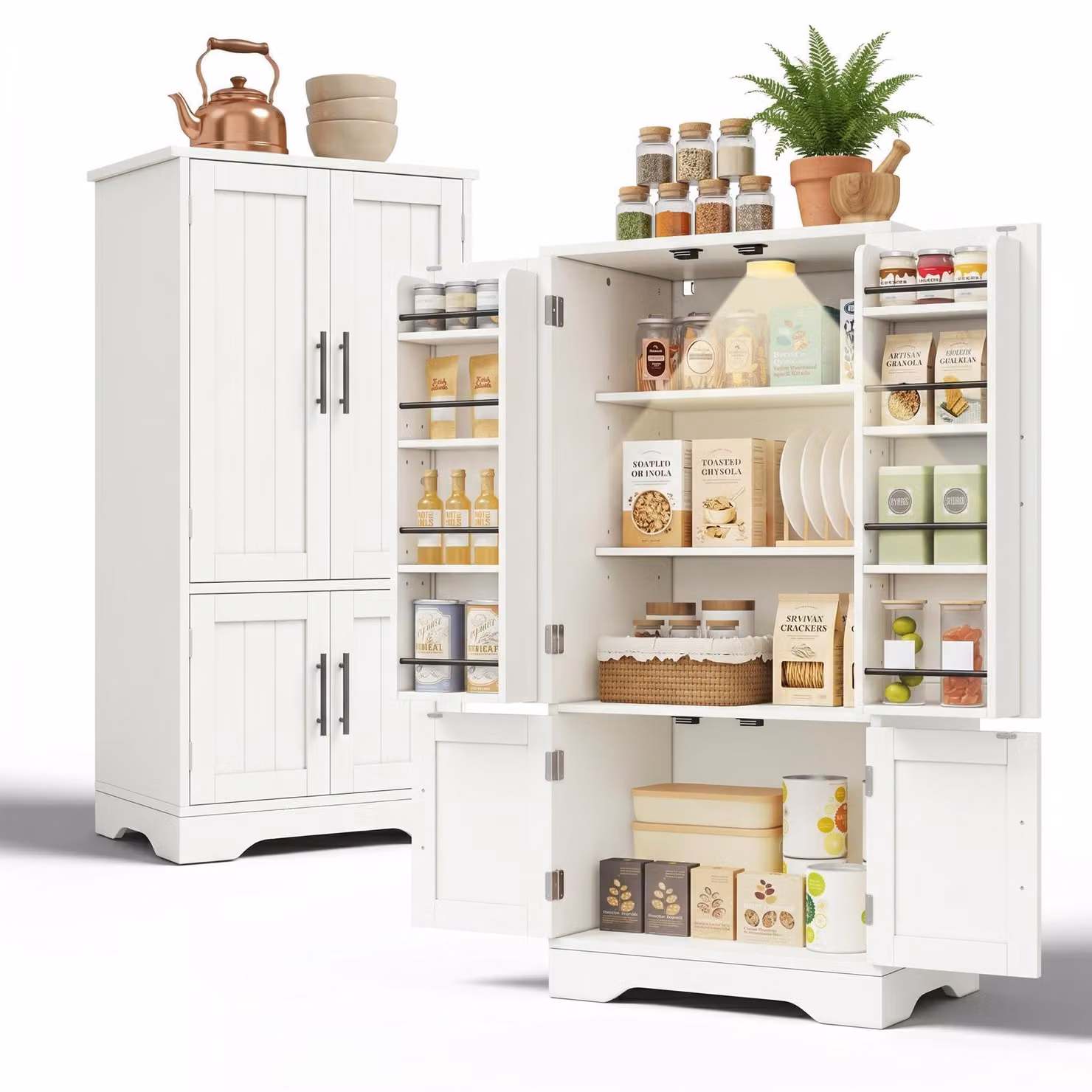 MobileR: Armadietto alto per cucina, armadietto alto da 60 x 40 x 120 cm, bianco, MDF
