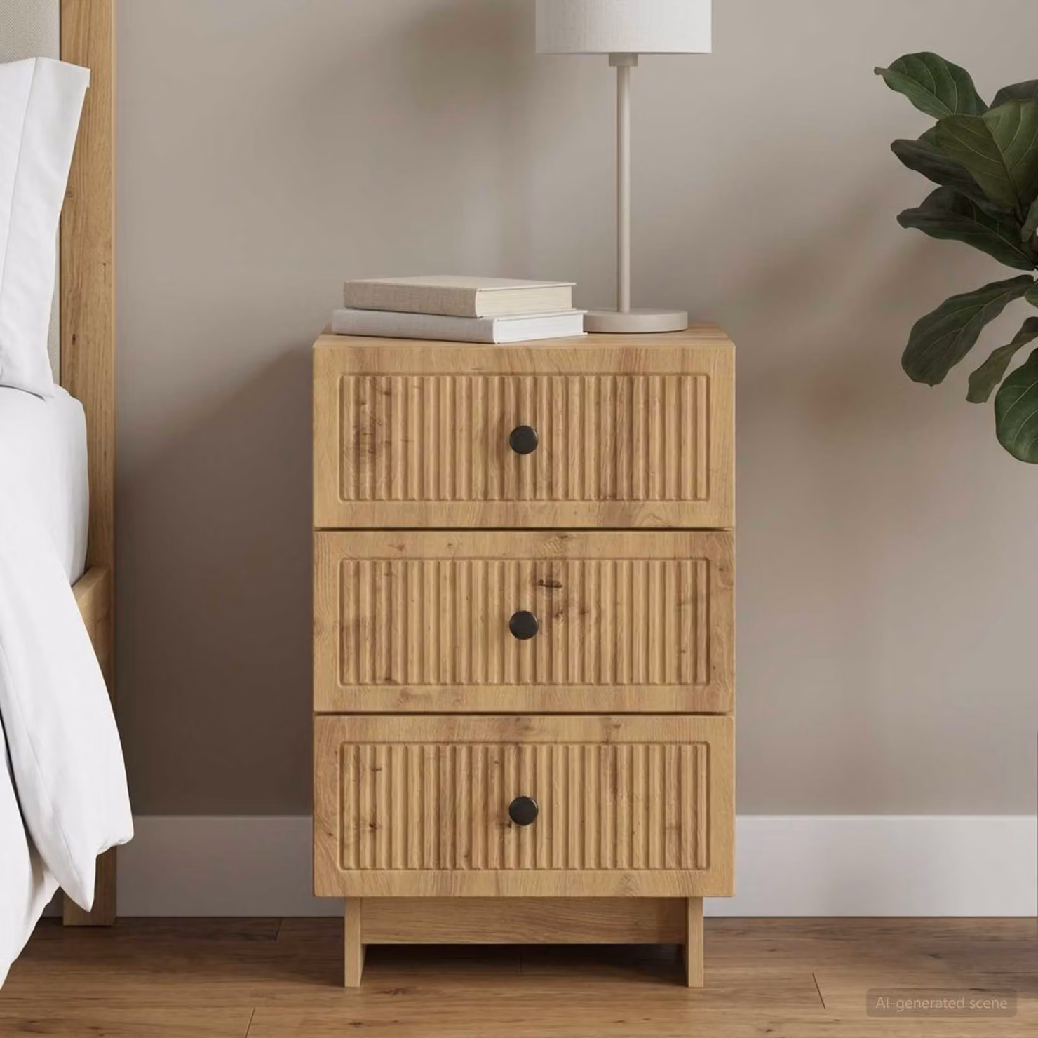 Armadio da notte moderno vidaXL in legno e metallo color marrone L 43 cm x P 41 cm x H 66,5 cm