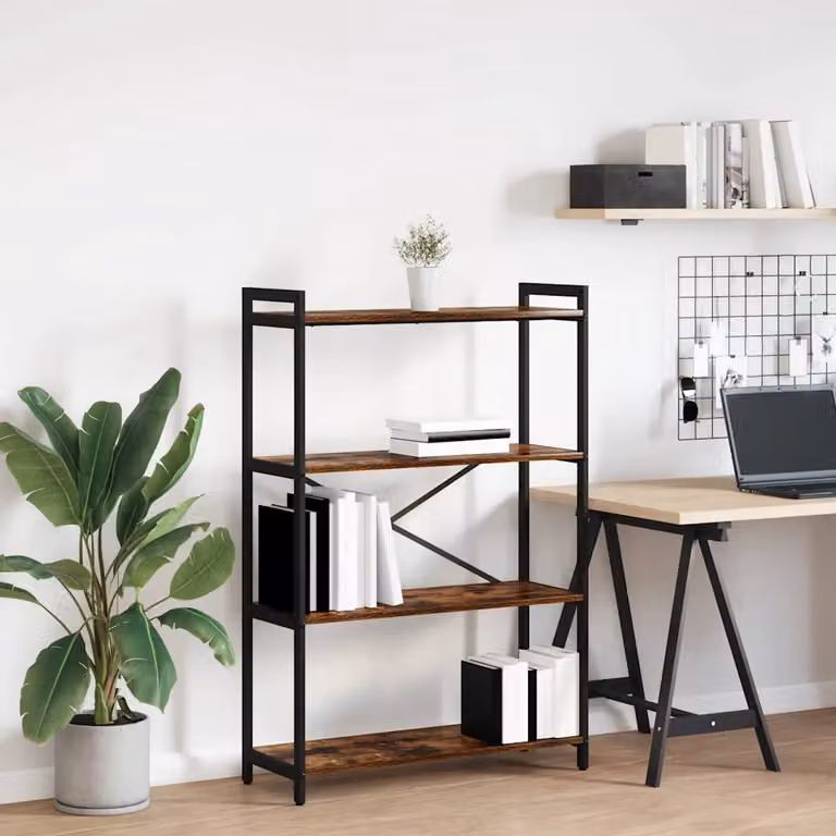 Libreria industrial vidaXL in legno e metallo, colore marrone e nero, L 80 cm x P 30 cm x H 120 cm