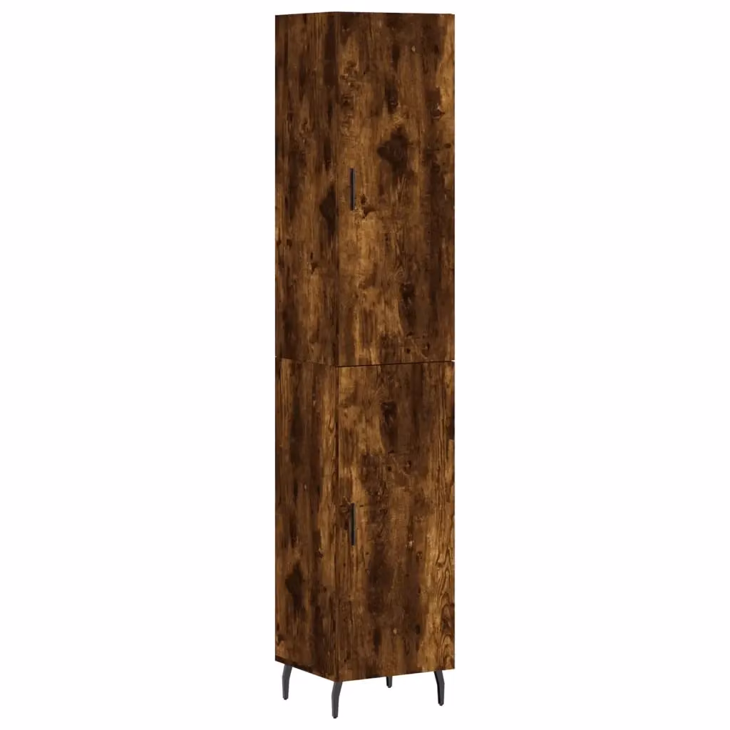 Credenza moderna vidaXL in legno e metallo color rovere fumo, L: 34,5 cm, P: 34 cm, H: 180 cm – 2