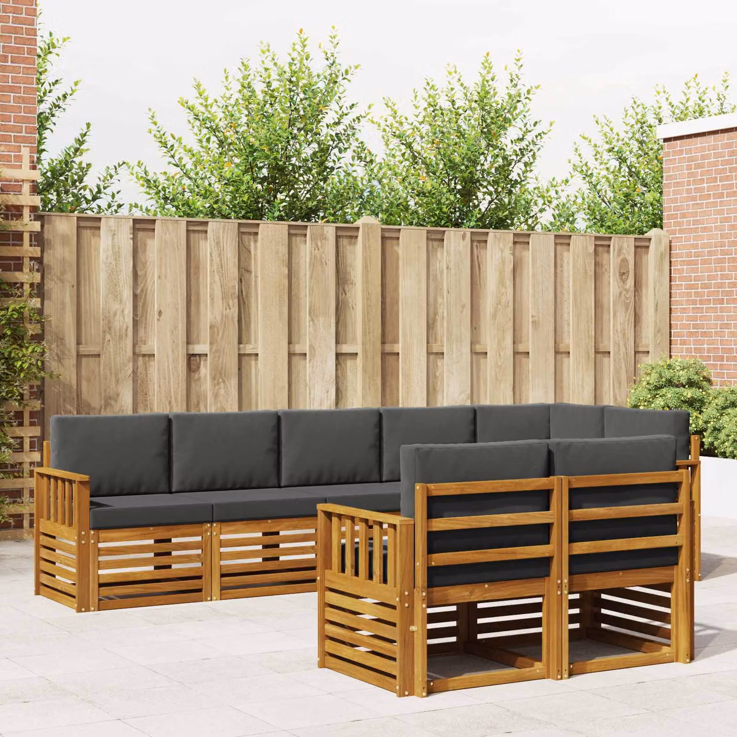Set di divani da esterno vidaXL 8 pz in legno di acacia con cuscini beige e antracite