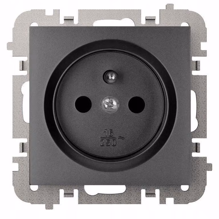 SANTRA 2P+Z, presa a muro senza cornice, da incasso, colore nero, modello 4133-19