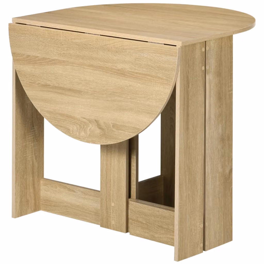 Tavolo da Pranzo Pieghevole Minimal con 2 Ribalte in Legno Rovere e Metallo, Colore Beige e Marrone, L/P/H: 76 x 76 x 76 cm – 2
