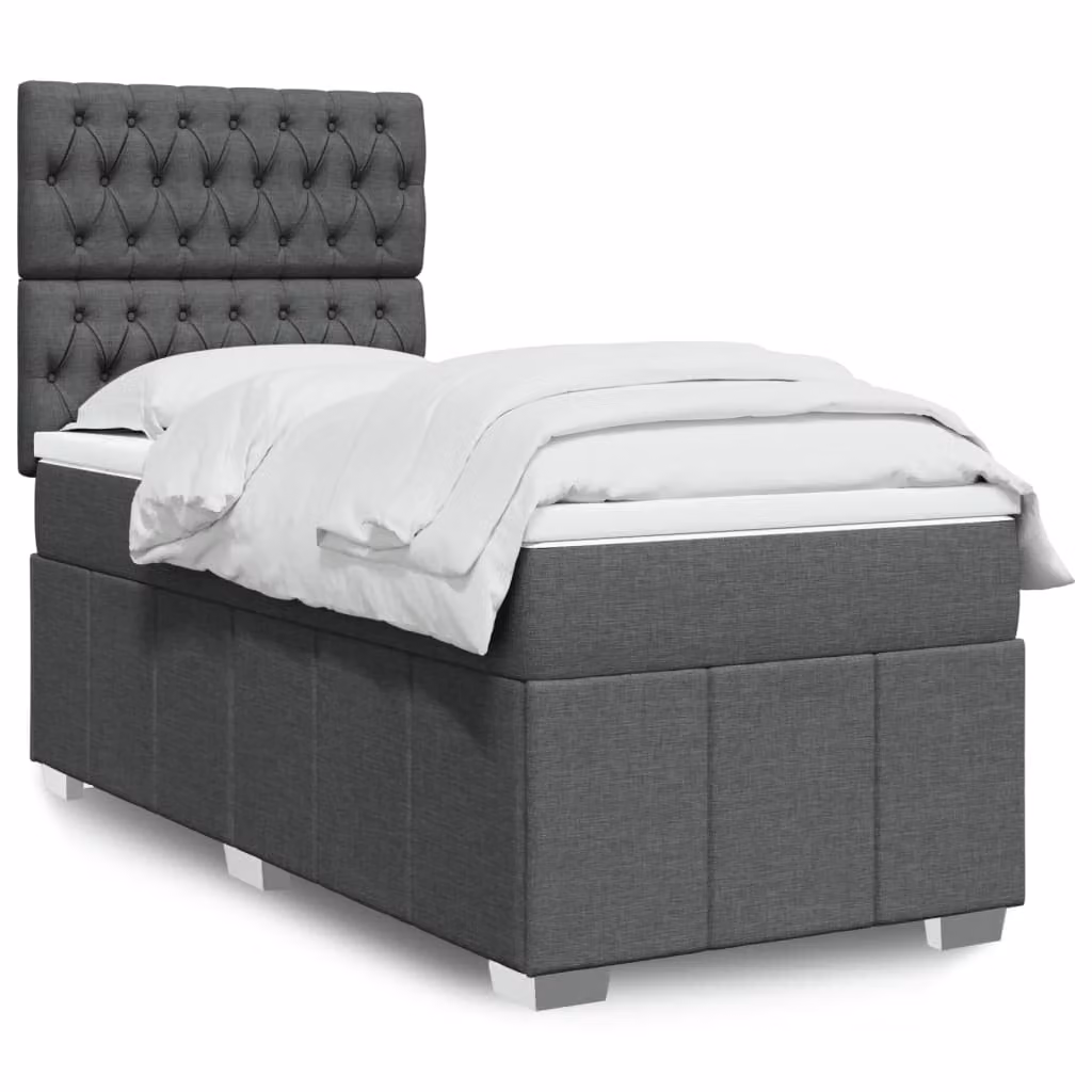 vidaXL Letto Ibrido con Materasso a Molle Insacchettate Grigio e Bianco L/P: 80 x 200 cm – 1