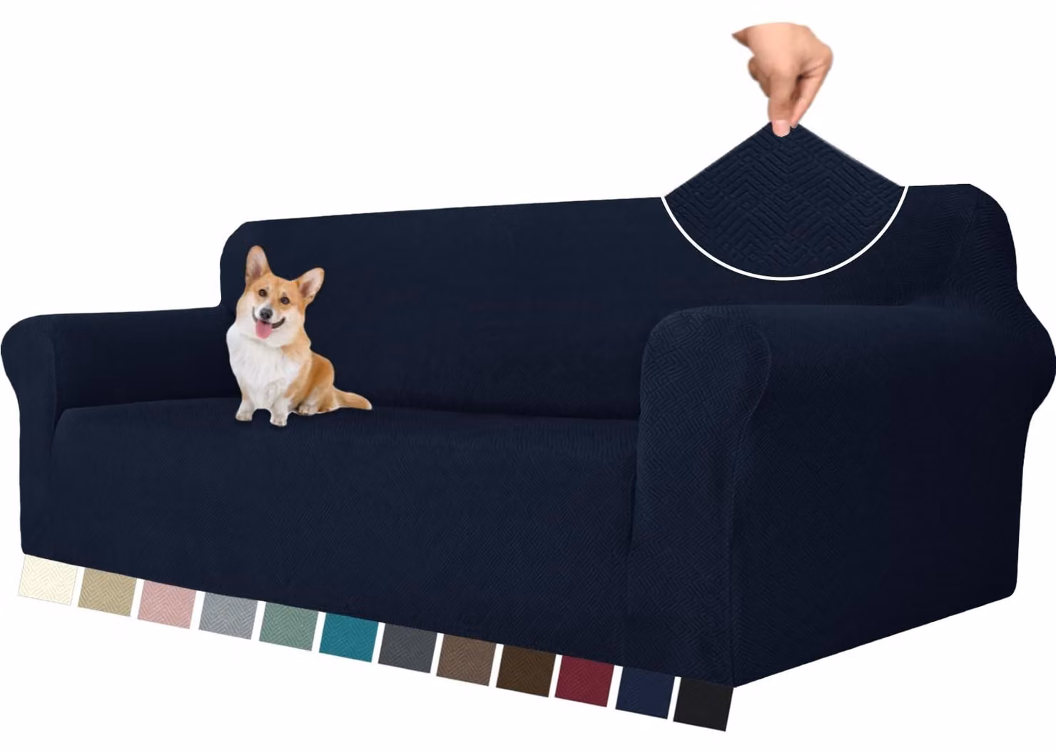 Copertura elastica per divano, adatta a divani a 4 posti, colore blu scuro