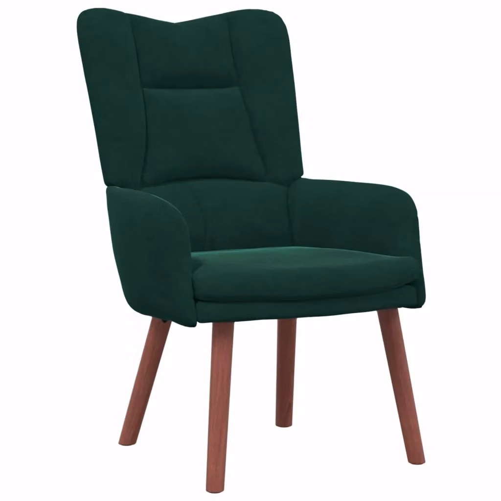 Poltrona relax moderna in velluto verde con braccioli e struttura in legno, L: 63 cm, P: 67 cm, H: 94 cm – 2