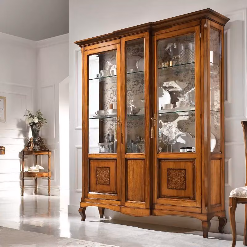 Vetrina classica con 2 ante in legno e vetro Mobili 2G L: 163 cm, P: 45 cm, H: 207 cm – 3