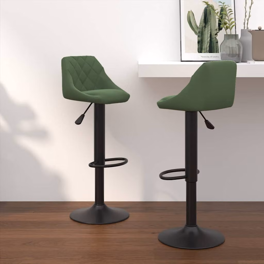 Set di 2 sgabelli da bar vidaXL in velluto verde con base girevole a 360 gradi – 1