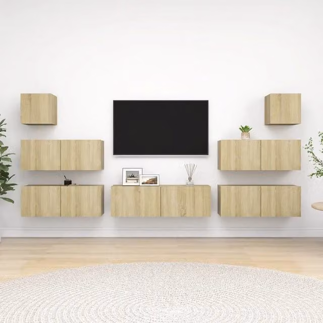 Set di Mobili Porta TV 7 pz Rovere Sonoma in Legno Multistrato 3079028