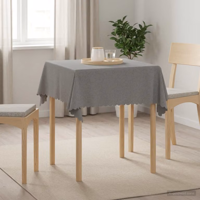 Set di 5 tovaglie quadrate vidaXL in poliestere jacquard con motivo floreale, grigio, 90 x 90 cm