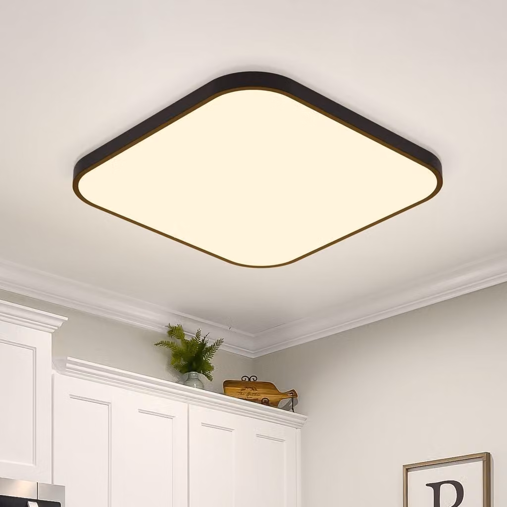 ZMH Lampada da soffitto a LED piatta 19 W 27 cm, luce bianca calda, illuminazione da soffitto, lampada da corridoio quadrata, nera, per camera da letto, cucina e corridoio