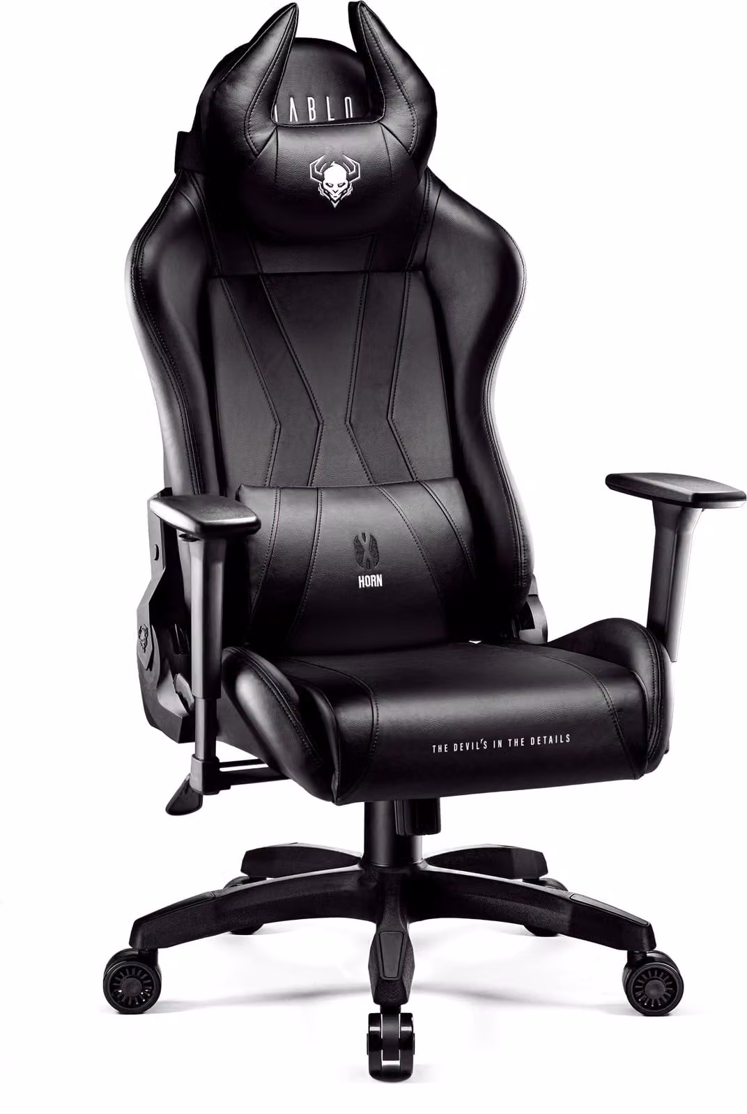Diablo X-Horn Gaming Chair Sedia da ufficio Braccioli 3D Design ergonomico Cuscino collo/glutei Similcuoio Funzione dondolo Dimensioni normali Nero