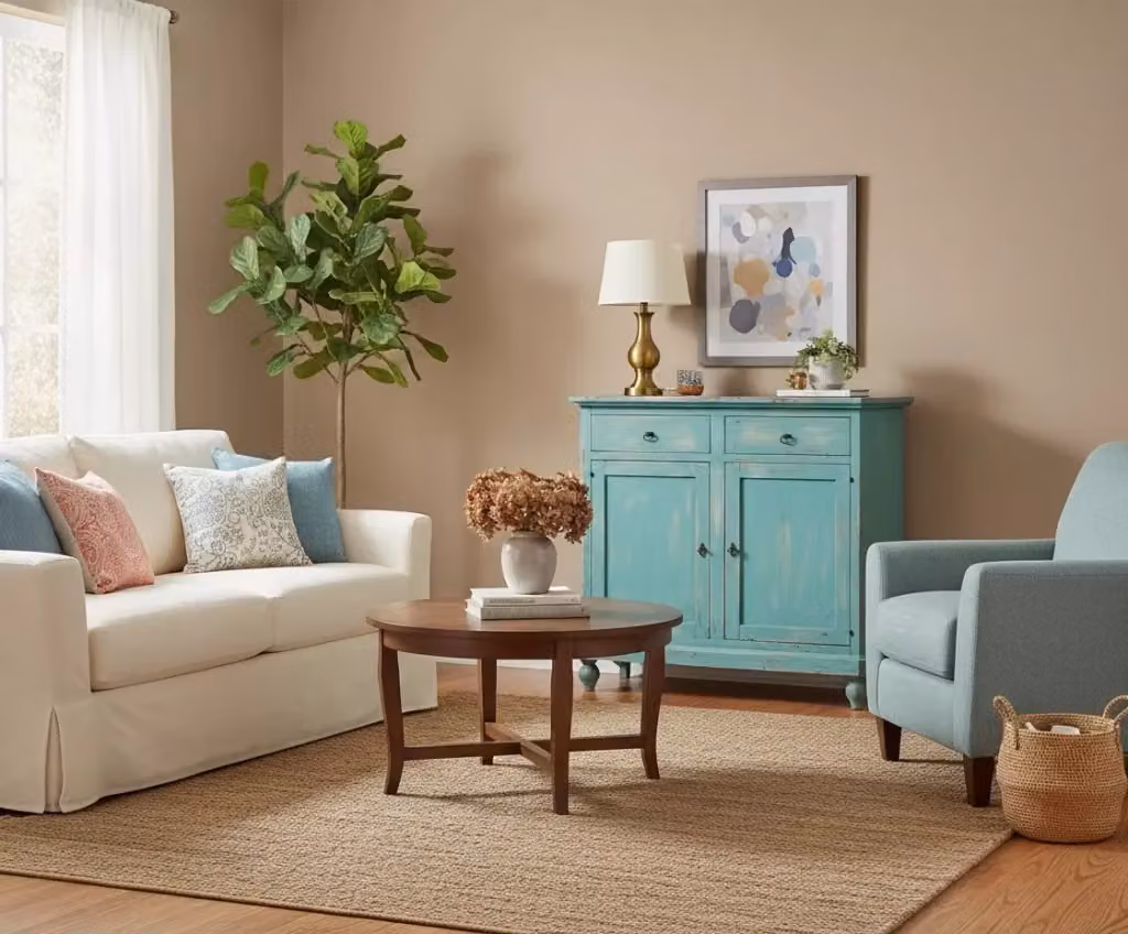 Madia credenza con 2 porte in legno stile shabby chic azzurro Mobili 2G L/P/H: 112 x 49 x 98 cm – 2