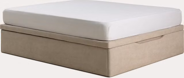 Letto contenitore imbottito Kenay Home colore perla L: 140 cm x P: 200 cm