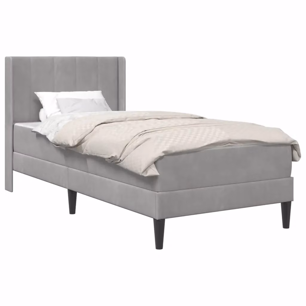 Struttura letto con materasso vidaXL in velluto grigio, L/P/H: 90 x 190 x 94 cm – 2