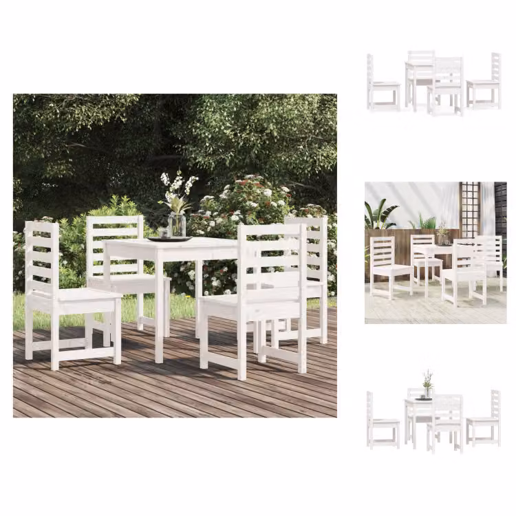 vidaXL Set da pranzo da giardino 5 pezzi in pino massiccio bianco - Set di mobili da giardino