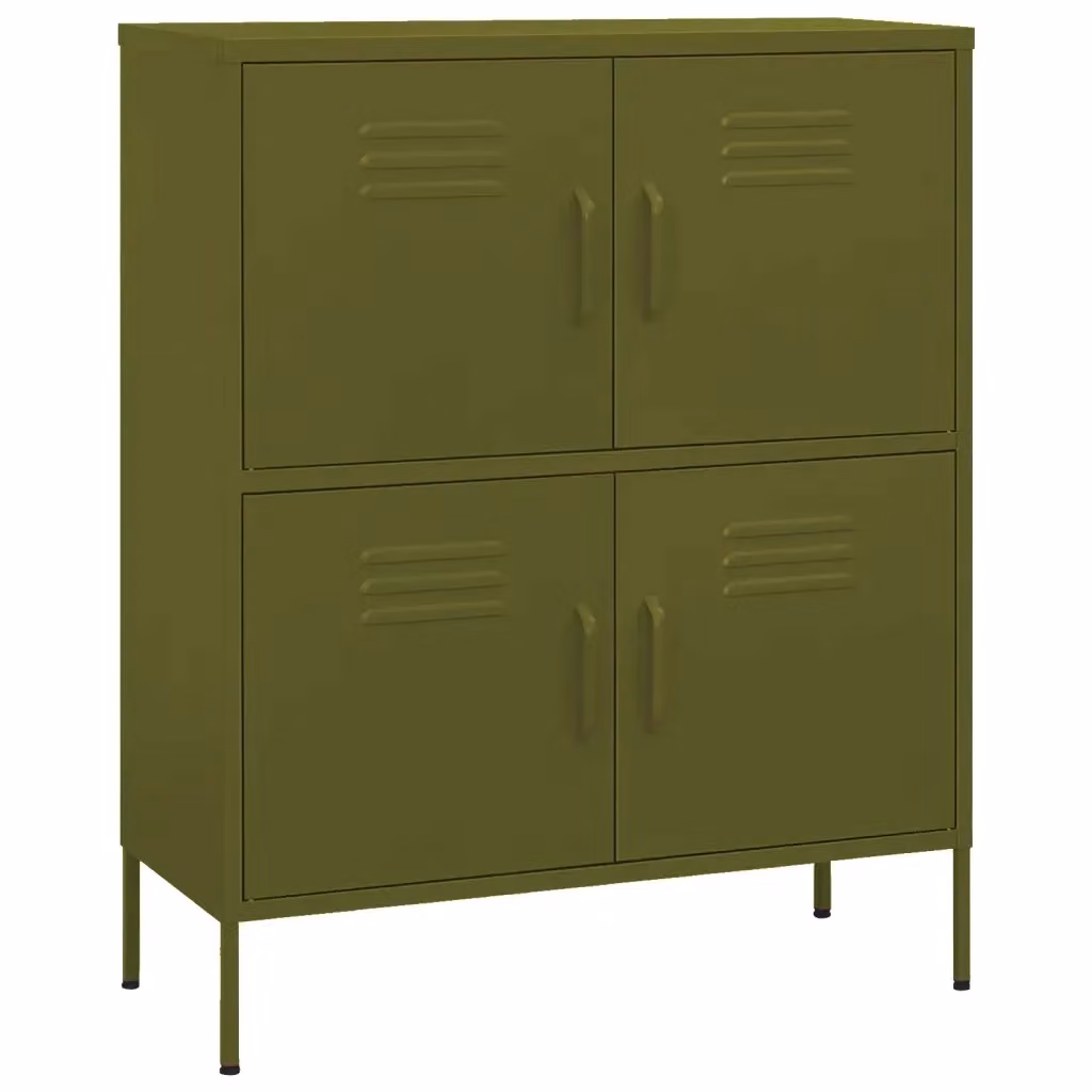 Armadietto vidaXL in metallo verde oliva con ante a battente, L 80 cm, P 35 cm, H 101,5 cm – 2