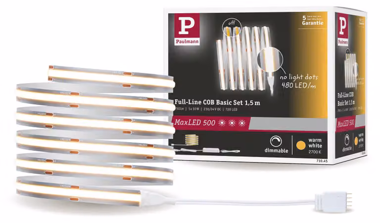 Paulmann MaxLED 500: Kit base a LED a striscia, luce bianca calda, tecnologia COB