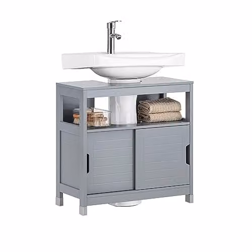 SoBuy Mobile Bagno Sottolavabo Salvaspazio con 2 Ante Scorrevoli