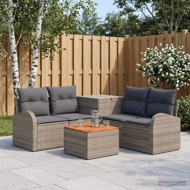 Set di divani 6 pz Grigio e Grigio Scuro 55 x 55 x 37 cm 3447194