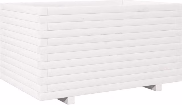 Fioriera | Cassetta per fiori | Vaso da Giardino Bianca 90x60x49,5cm Legno Massello di Pino