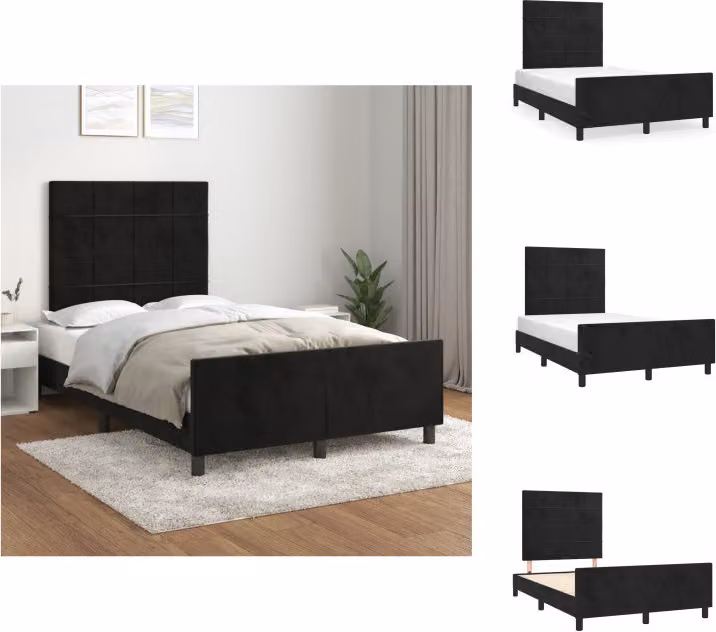 vidaXL Struttura letto con testiera in velluto nero 120x200 cm - Letti e strutture letto