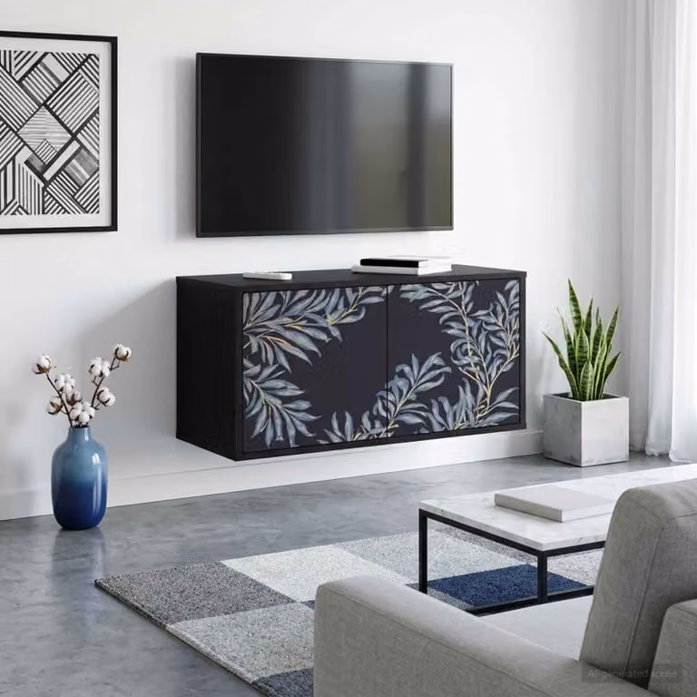 Mobile TV da parete vidaXL DOKKUM in rovere nero, L 69 cm x P 33 cm x H 40 cm