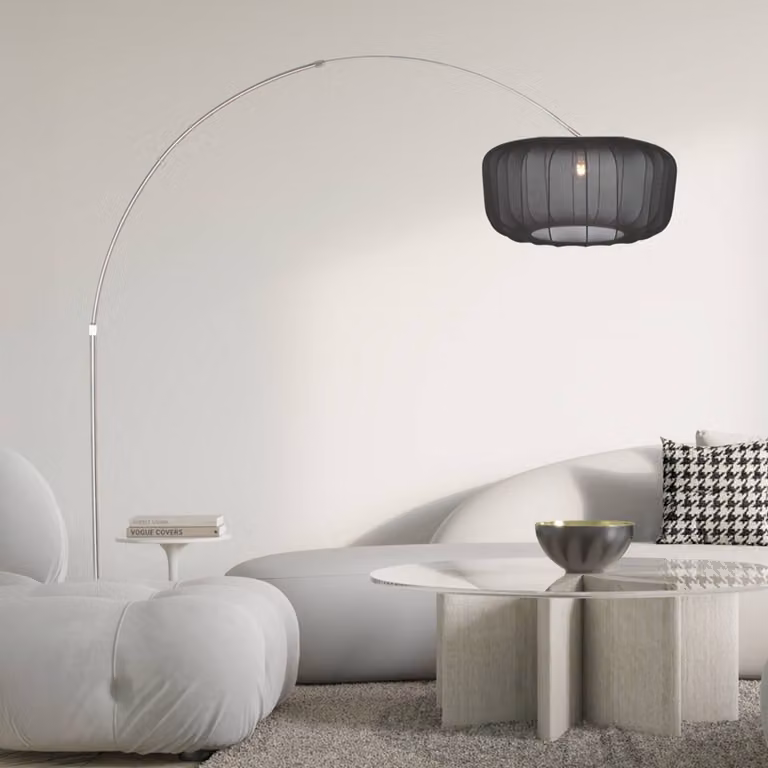 Steinhauer Lampada ad arco Sparkled Light, Alluminio / Grigio / Zincato, Soggiorno / Sala da pranzo, Metallo, Moderno, Lampada da terra