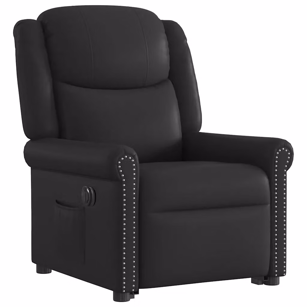 Poltrona alzapersona elettrica reclinabile vidaXL in similpelle nera con funzione di assistenza al sollevamento e braccioli – 2