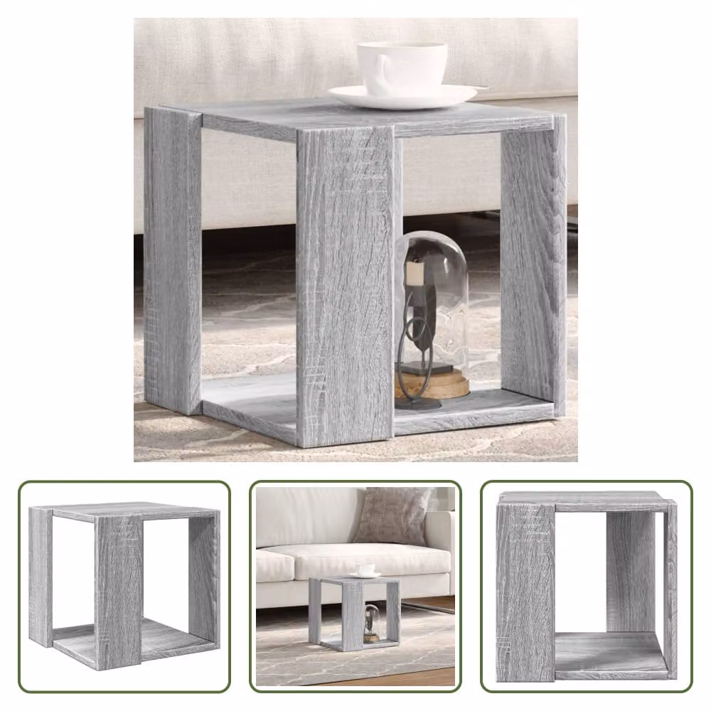 The Living Store Tavolino grigio rovere Sonoma 32x32x30 cm Materiale a base di legno