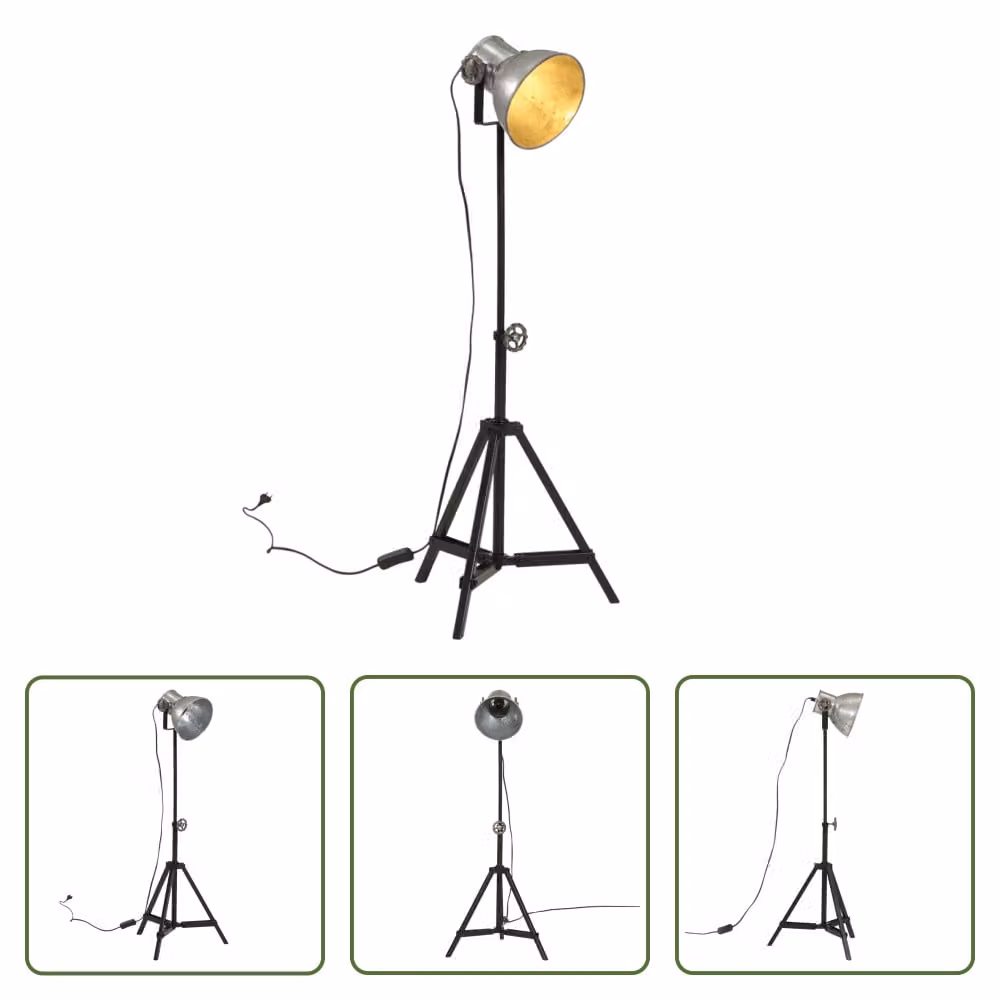 The Living Store Lampada da terra 25 W vintage silver 35x35x65/95 cm E27