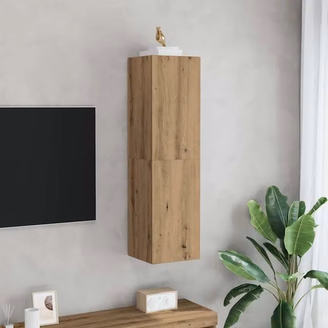 Mobile TV-Credenza Moderno DESIGN IN in Legno Multistrato Beige e Marrone, L/P/H: 30,5 x 30 x 110 cm