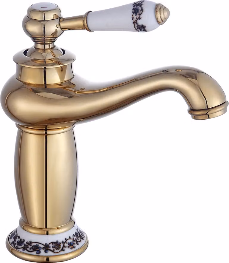 Rubinetto da bagno antico, materiale ottone, comando monocomando, oro, ottone