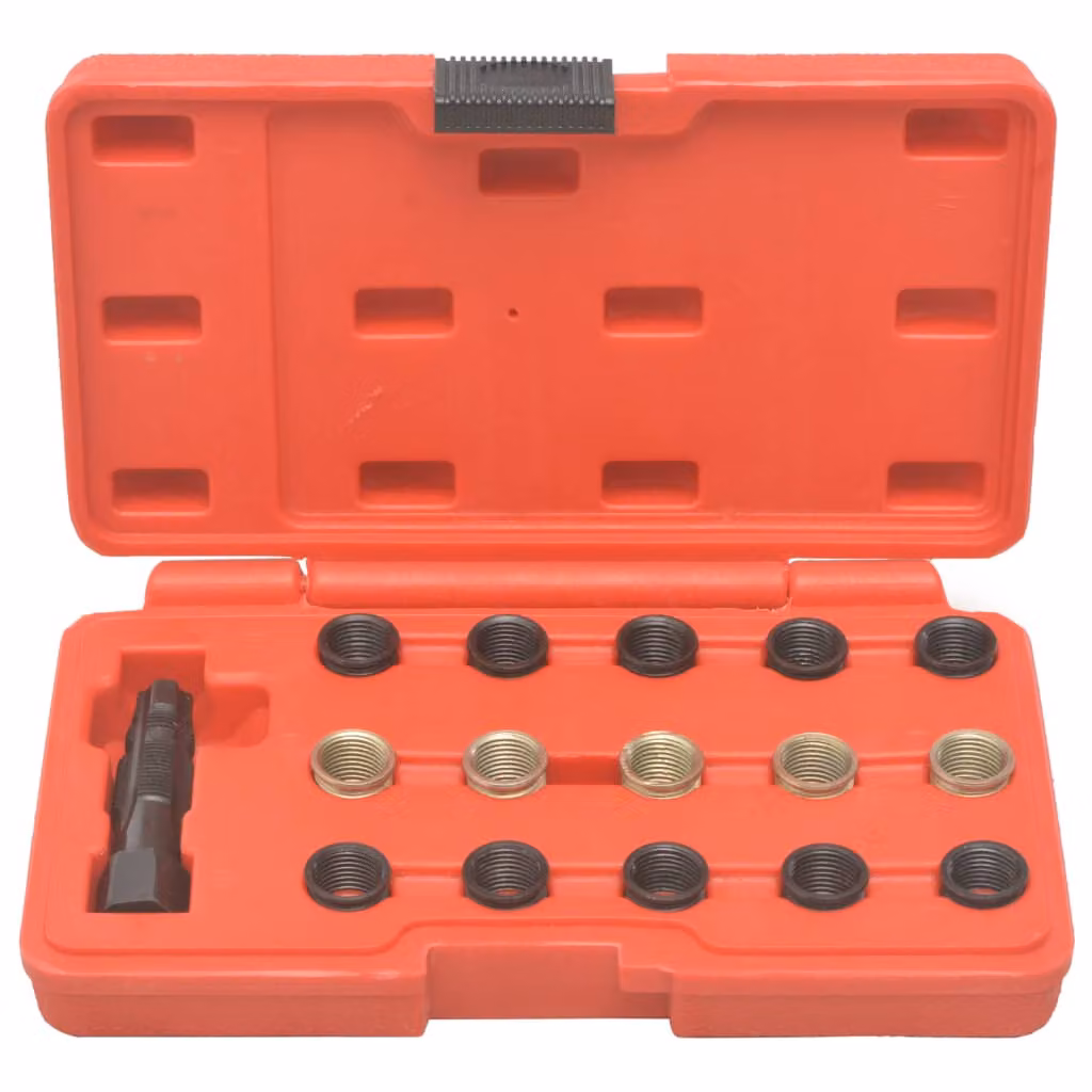 vidaXL Kit di riparazione della filettatura della candela di 16 pezzi M14×1,25