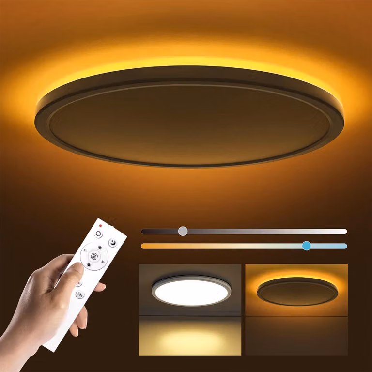 Lampada a soffitto LED da 24W, dimmerabile con telecomando, diametro 30 cm, colore bianco