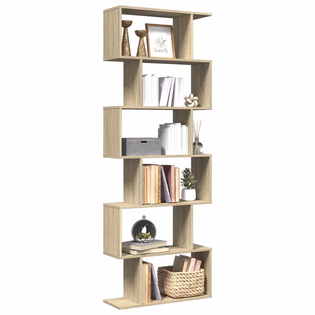 Libreria Divisorio vidaXL con 6 Ripiani in MDF, Colore Marrone/Beige, L 70 cm x P 24 cm x H 193 cm