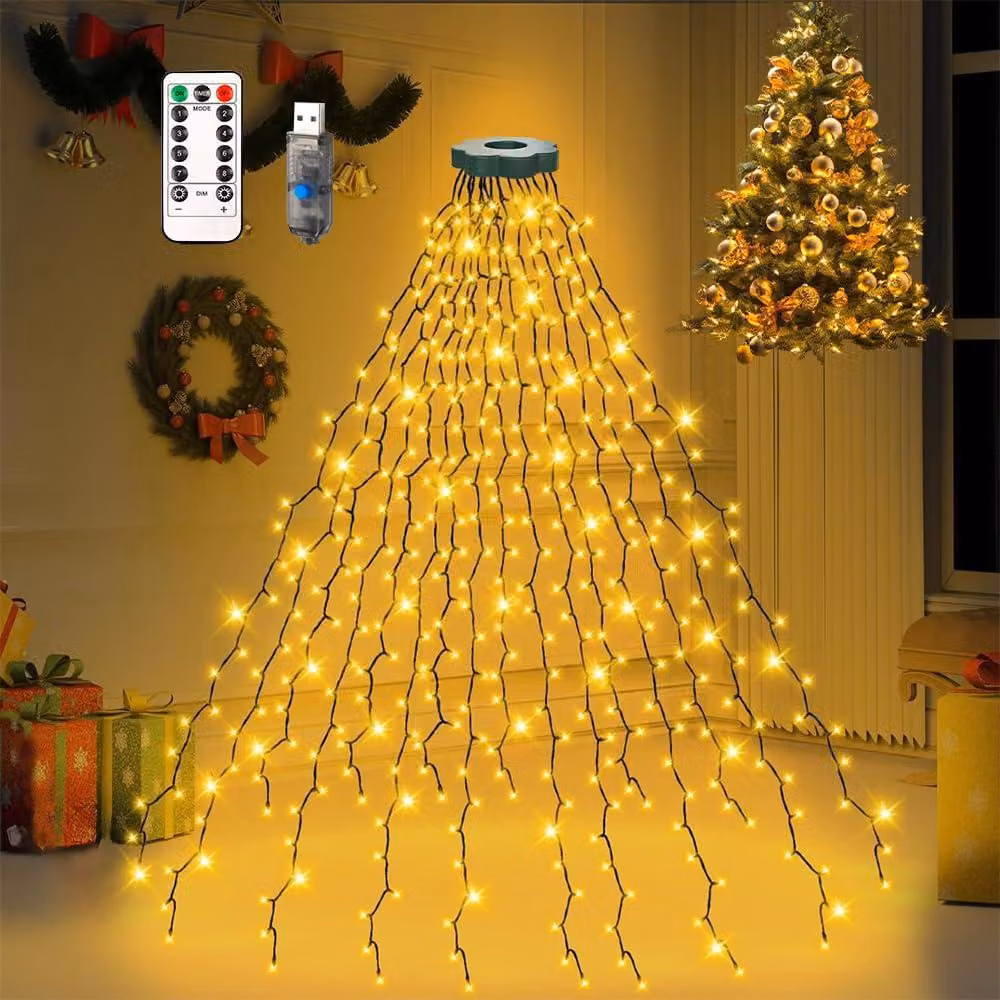 Catena luminosa con 280 LED, 8 fili, lunghezza 2 metri, impermeabile (grado di protezione IP44), con telecomando