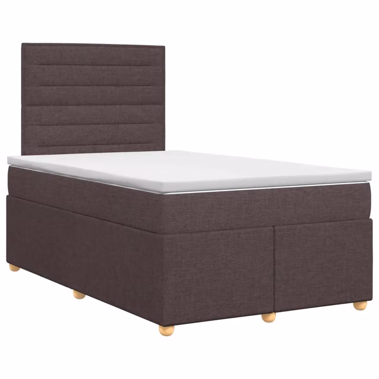 Letto box spring con materasso ibrido vidaXL in legno e tessuto, colore marrone e bianco, L/P: 120 x 200 cm