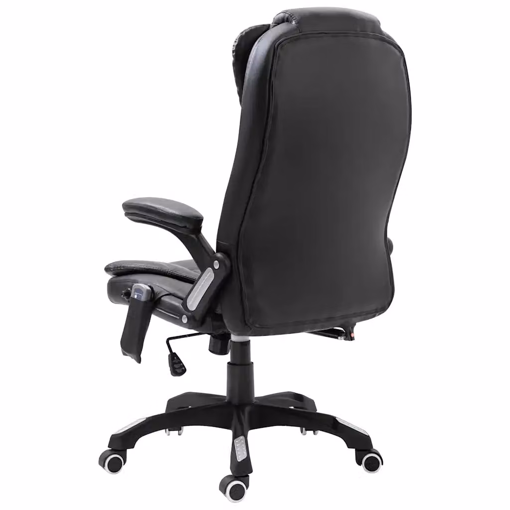Sedia da Ufficio Executive vidaXL Nera in Similpelle con Poggiatesta e Ruote, Girevole 360 Gradi – 2