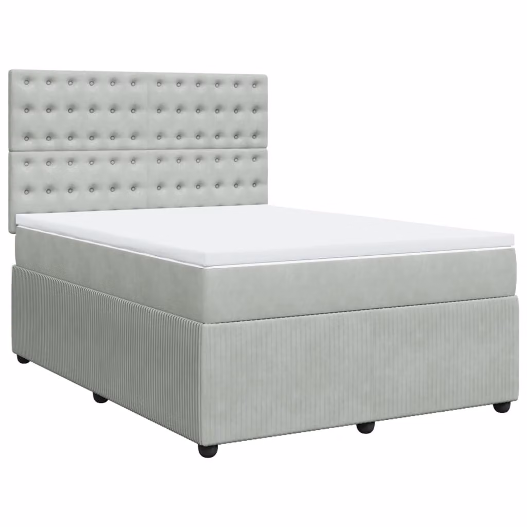 Giroletto a Molle con Materasso Grigio Chiaro 140x190cm Velluto