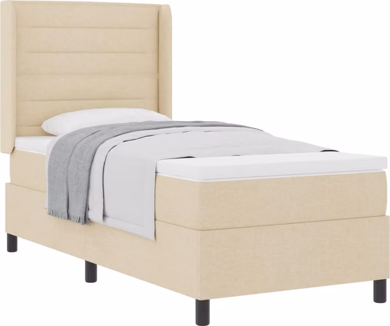 Letto a molle con materasso Crema 200 x 100 cm Tessuto