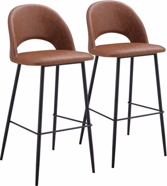 Oviala - Set di 2 sedie in tessuto rivestito marrone e metallo