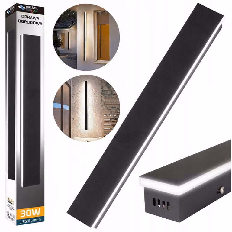 Master LED applique 30W lampada da esterno 100cm nero RAL 9005 IP65 luce di facciata 4000K bianco neutro