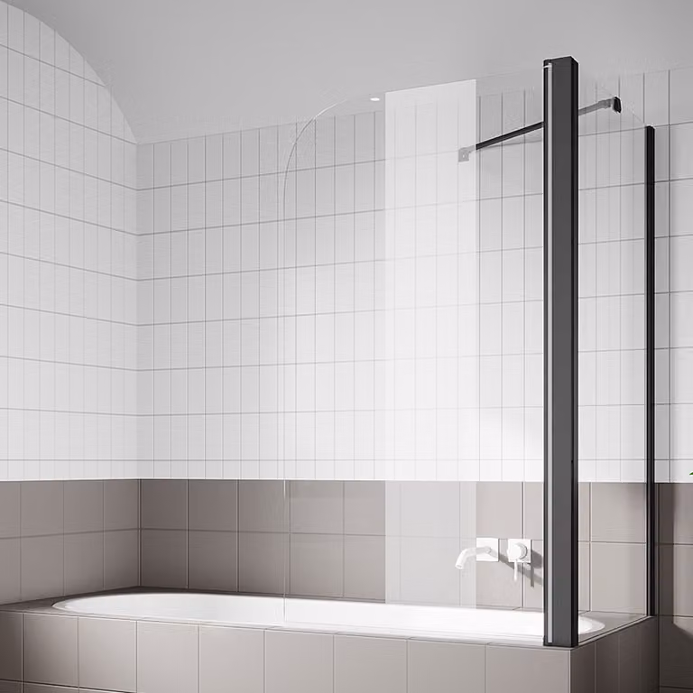 SONNI 80cm con pannello laterale altezza: 140cm, cabina doccia nera, vetro NANO 6mm, pannello laterale 70cm